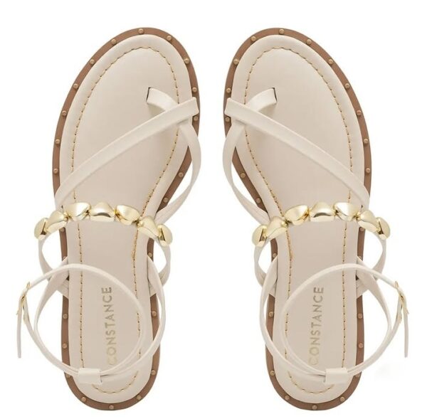 Rasteira de Tiras e Enfeites Off White Constance