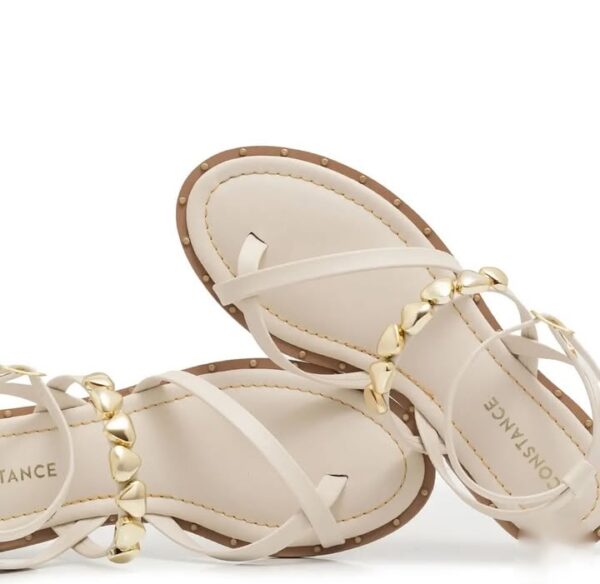 Rasteira de Tiras e Enfeites Off White Constance - Image 2