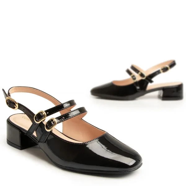 Scarpin Aberto Preto Boneca Verniz Constance - Image 5