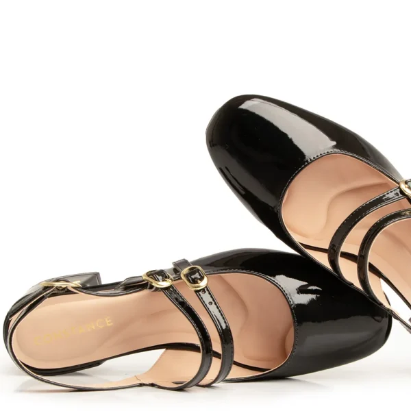 Scarpin Aberto Preto Boneca Verniz Constance - Image 6